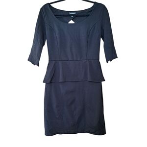 🇨🇦 Le Château Black Peplum Sheath Dress – Medium – Made in Canada